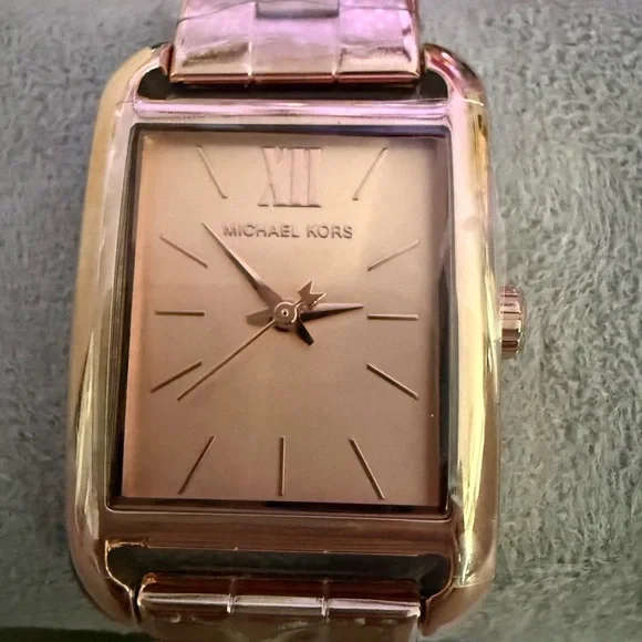 Michael Kors Rose Gold Plated Rectangular Watch - Picture 5 of 7